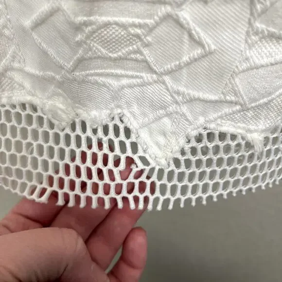 Jonathan Simkhai Burnout Brocade Long Sleeve Dress White Mini Dress 2 Altered - Picture 10 of 16